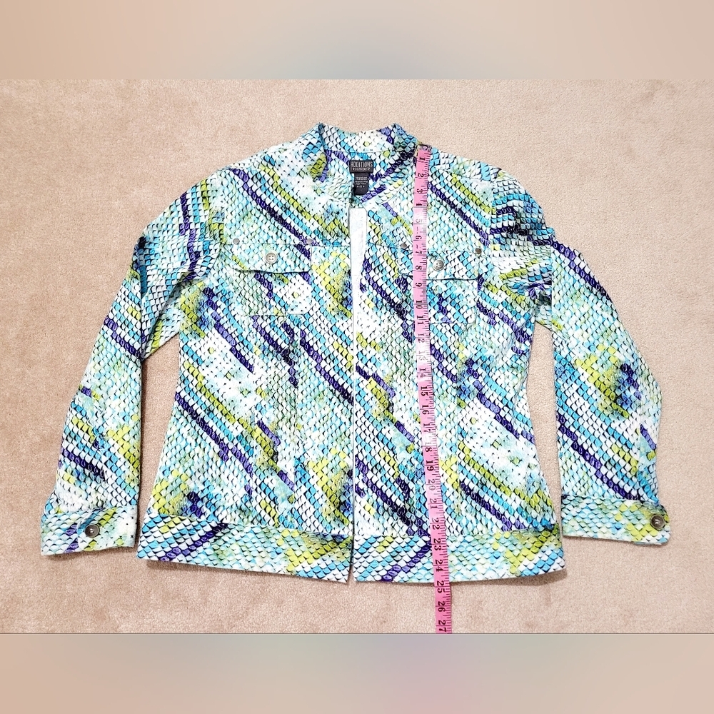 Chico's Stretch Colorful Snakeskin Pattern Jacket Woman's Size 2 LARGE - Picture 6 of 8